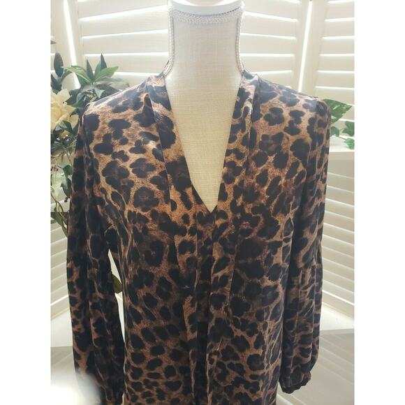MICHAEL KORS CHEETA PRINT BALLOON SLEEVE BLOUSE SM - Picture 3 of 9